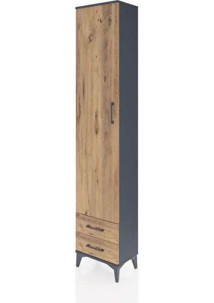 Arges Dolap 5 Raflı 2 Çekmeceli Tek Kapaklı 44X30X221 Antrasit-Çam modelleri