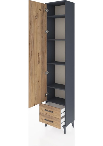 Arges Dolap 5 Raflı 2 Çekmeceli Tek Kapaklı 44X30X221 Antrasit-Çam fırsatları