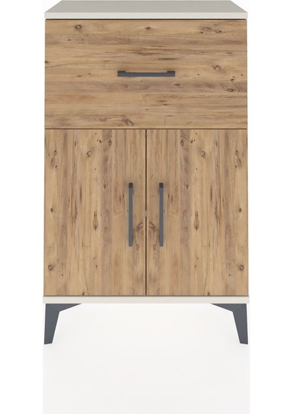 Arges Komodin Tek Raflı Tek Çekmeceli 2 Kapaklı 60X30X96 Aytaşı-Çam