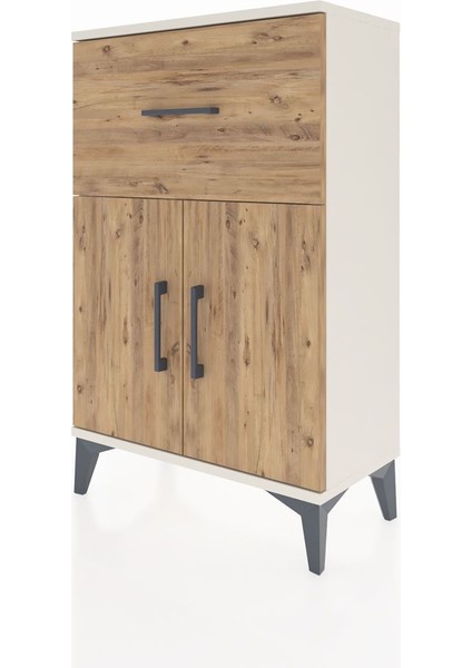 Arges Komodin Tek Raflı Tek Çekmeceli 2 Kapaklı 60X30X96 Aytaşı-Çam modelleri