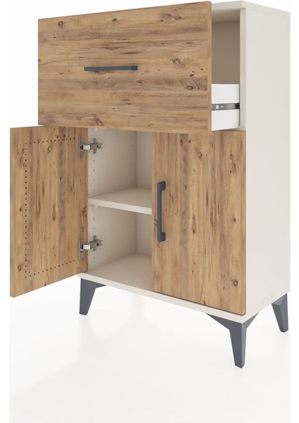 Arges Komodin Tek Raflı Tek Çekmeceli 2 Kapaklı 60X30X96 Aytaşı-Çam fırsatları