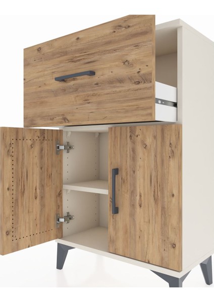 Arges Komodin Tek Raflı Tek Çekmeceli 2 Kapaklı 60X30X96 Aytaşı-Çam indirimleri