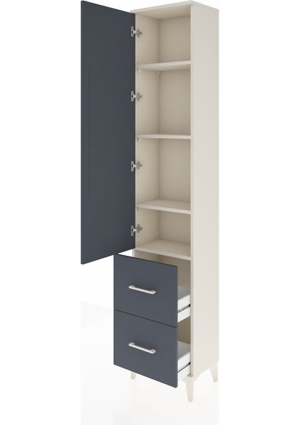 Arges Dolap 4 Raflı 2 Çekmeceli Tek Kapaklı 44X30X221 Aytaşı-Antrasit fırsatları