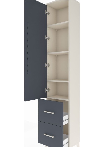 Arges Dolap 4 Raflı 2 Çekmeceli Tek Kapaklı 44X30X221 Aytaşı-Antrasit indirimleri