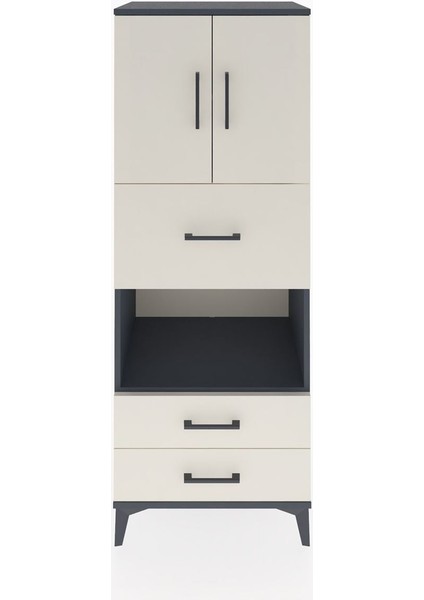 Hyperion Dolap 3 Raflı 3 Çekmeceli 2 Kapaklı 60X44X163 Antrasit-Aytaşı