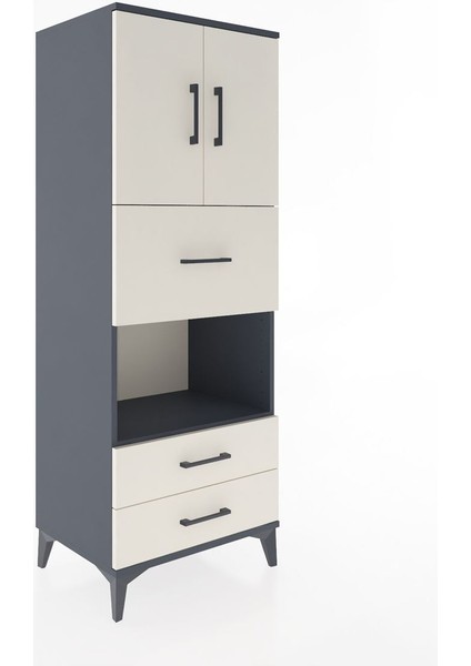 Hyperion Dolap 3 Raflı 3 Çekmeceli 2 Kapaklı 60X44X163 Antrasit-Aytaşı fiyatları