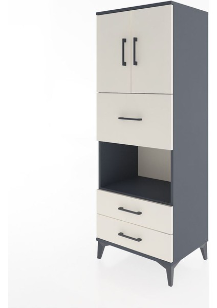 Hyperion Dolap 3 Raflı 3 Çekmeceli 2 Kapaklı 60X44X163 Antrasit-Aytaşı modelleri