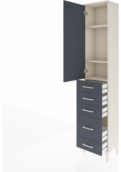 Arges Dolap 3 Raflı 5 Çekmeceli Tek Kapaklı 44X30X221 Aytaşı-Antrasit fırsatları