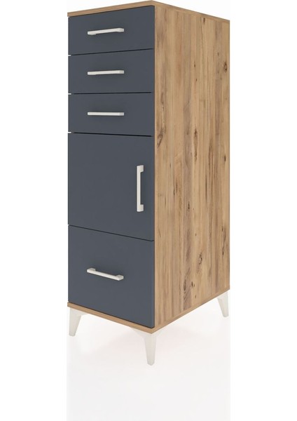 Kronos Dolap Tek Raflı 3 Çekmeceli Tek Kapaklı 44X59X134 Çam-Antrasit modelleri