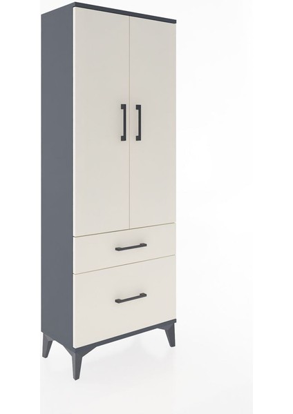 Arges Dolap 3 Raflı 2 Çekmeceli 2 Kapaklı 60X30X163 Antrasit-Aytaşı fiyatları