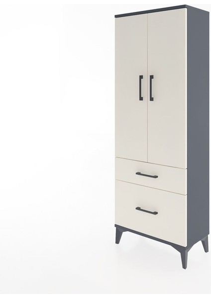 Arges Dolap 3 Raflı 2 Çekmeceli 2 Kapaklı 60X30X163 Antrasit-Aytaşı modelleri