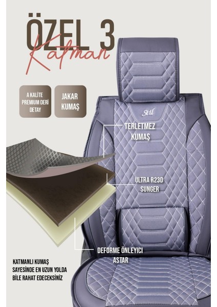 Opel Mokka x Deri Oto Koltuk Kılıfı Ön Arka Takım Füme Royal Serisi Scr indirimleri