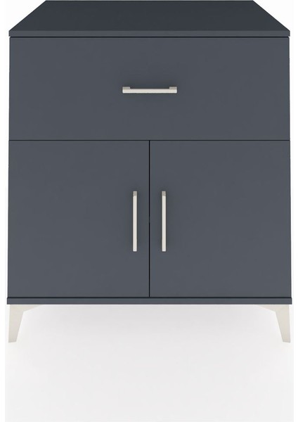 Kronos Şifonyer Tek Raflı Tek Çekmeceli 2 Kapaklı 88X59X96 Antrasit-Antrasit