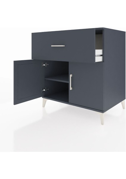 Kronos Şifonyer Tek Raflı Tek Çekmeceli 2 Kapaklı 88X59X96 Antrasit-Antrasit fırsatları