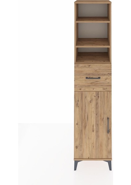 Hyperion Dolap 4 Raflı Tek Çekmeceli Tek Kapaklı 44X44X195 Çam-Çam