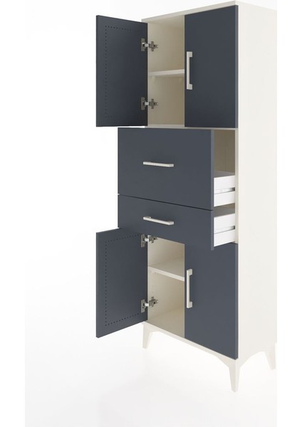 Arges Dolap 3 Raflı 2 Çekmeceli 4 Kapaklı 60X30X163 Aytaşı-Antrasit fırsatları