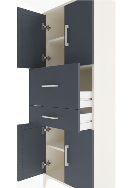 Arges Dolap 3 Raflı 2 Çekmeceli 4 Kapaklı 60X30X163 Aytaşı-Antrasit indirimleri