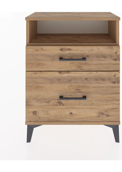 Arges Komodin Tek Raflı 2 Çekmeceli 60X30X80 Çam-Çam
