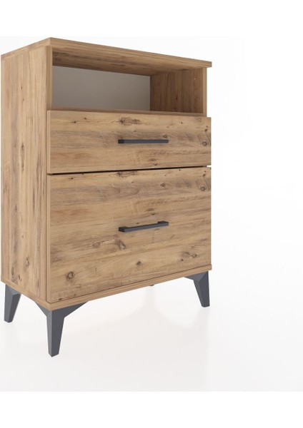 Arges Komodin Tek Raflı 2 Çekmeceli 60X30X80 Çam-Çam fiyatları