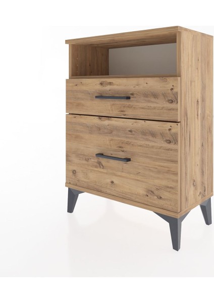 Arges Komodin Tek Raflı 2 Çekmeceli 60X30X80 Çam-Çam modelleri