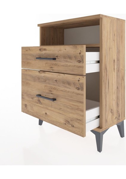 Arges Komodin Tek Raflı 2 Çekmeceli 60X30X80 Çam-Çam fırsatları