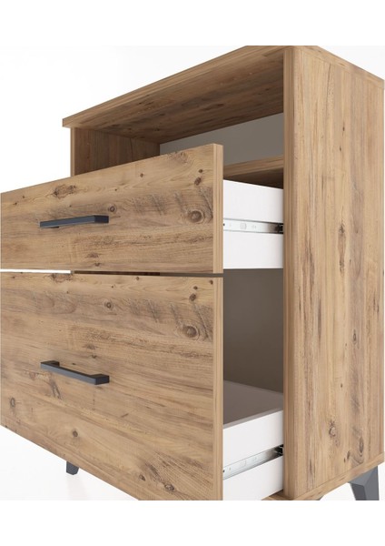 Arges Komodin Tek Raflı 2 Çekmeceli 60X30X80 Çam-Çam indirimleri