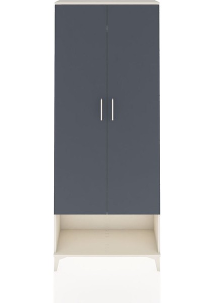 Arges Dolap 2 Raflı 2 Kapaklı Tek Askılı 88X30X221 Aytaşı-Antrasit