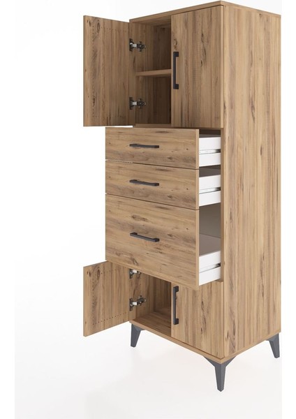 Hyperion Dolap 2 Raflı 3 Çekmeceli 4 Kapaklı 60X44X163 Çam-Çam fırsatları