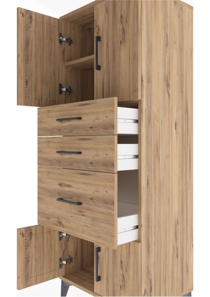 Hyperion Dolap 2 Raflı 3 Çekmeceli 4 Kapaklı 60X44X163 Çam-Çam indirimleri