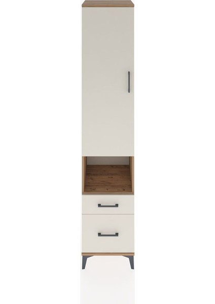 Hyperion Dolap 4 Raflı 2 Çekmeceli Tek Kapaklı 44X44X221 Çam-Aytaşı