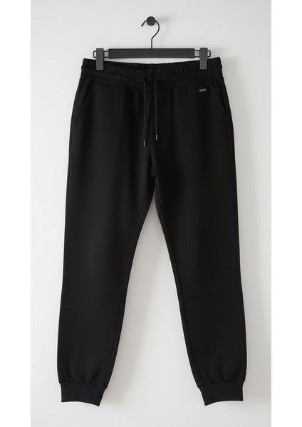 Eşofman Altı Pamuklu Slim Fit Lastikli Paça Siyah Unisex