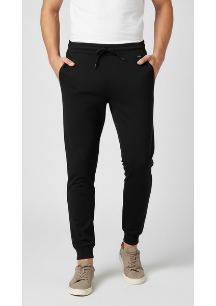 Eşofman Altı Pamuklu Slim Fit Lastikli Paça Siyah Unisex