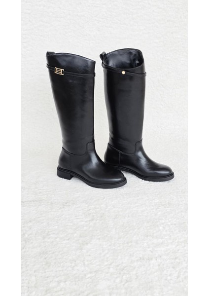 Melinta Tokalı Fermuarsız Binici Çizme