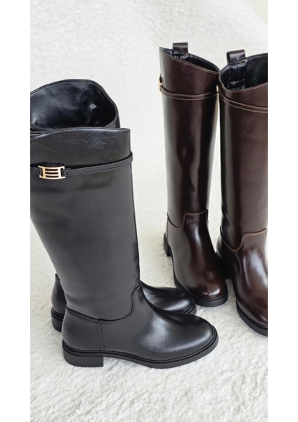 Melinta Tokalı Fermuarsız Binici Çizme