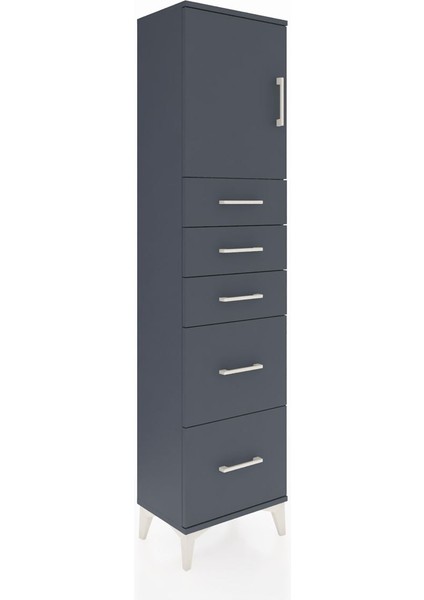 Arges Dolap Tek Raflı 5 Çekmeceli Tek Kapaklı 44X30X182 Antrasit-Antrasit fiyatları