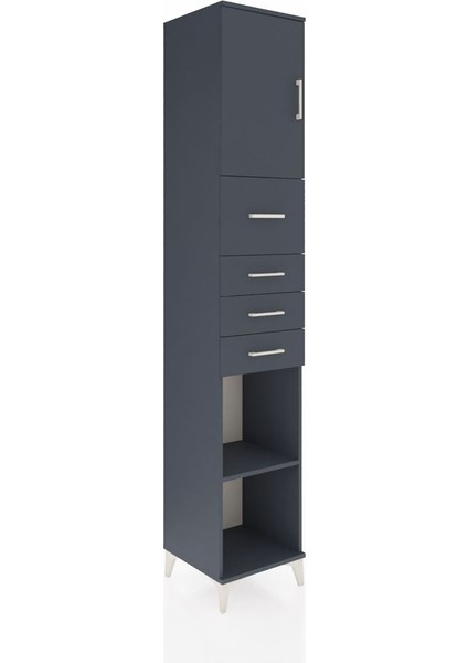 Hyperion Dolap 3 Raflı 4 Çekmeceli Tek Kapaklı 44X44X243 Antrasit-Antrasit fiyatları