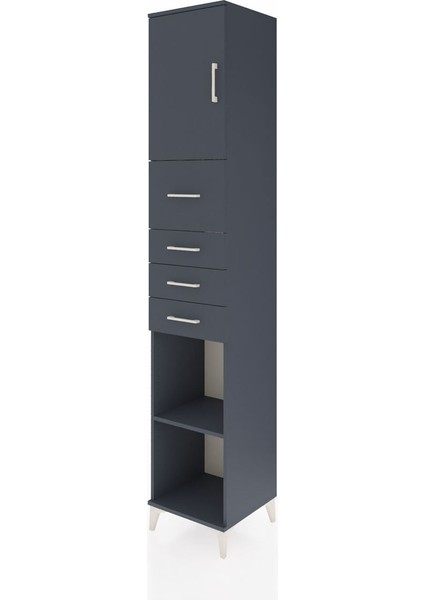 Hyperion Dolap 3 Raflı 4 Çekmeceli Tek Kapaklı 44X44X243 Antrasit-Antrasit modelleri
