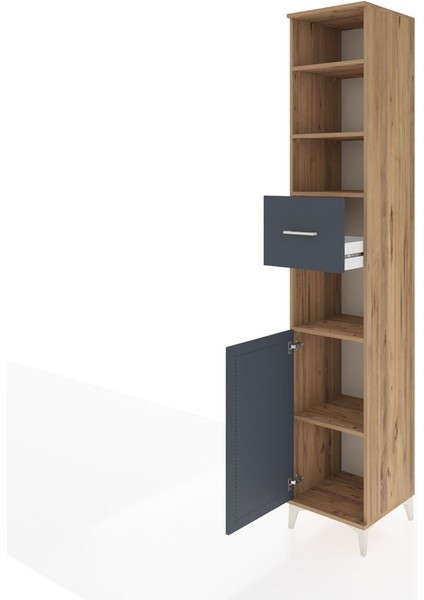 Hyperion Dolap 5 Raflı Tek Çekmeceli Tek Kapaklı 44X44X243 Çam-Antrasit fırsatları