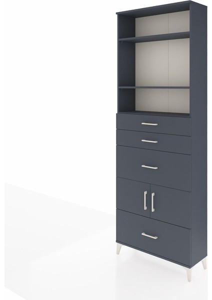 Arges Dolap 4 Raflı 4 Çekmeceli 2 Kapaklı 88X30X243 Antrasit-Antrasit modelleri