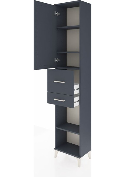 Arges Dolap 4 Raflı 2 Çekmeceli Tek Kapaklı 44X30X221 Antrasit-Antrasit fırsatları