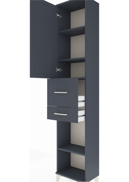 Arges Dolap 4 Raflı 2 Çekmeceli Tek Kapaklı 44X30X221 Antrasit-Antrasit indirimleri