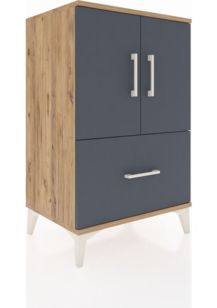 Hyperion Komodin 2 Raflı Tek Çekmeceli 2 Kapaklı 60X44X96 Çam-Antrasit fiyatları