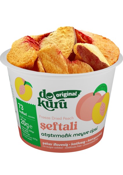Original Şeftali Atıştırmalık Meyve Cipsi - Dondurularak Kurutulmuş Şeftali - Freeze Dried Şeftali