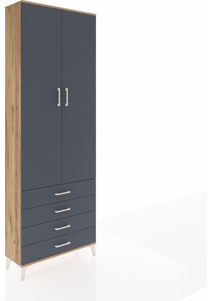 Arges Dolap 5 Raflı 4 Çekmeceli 2 Kapaklı 88X30X243 Çam-Antrasit fiyatları