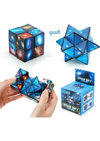 Yıldız Yüz Değişim 2'si 1 Arada Rubik Küp 3D Stereoskopik Sınır Ötesi Çocuk Bulmaca Dekompresyon Oyuncakları (Yurt Dışından)
