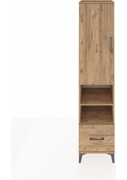Hyperion Dolap 5 Raflı Tek Çekmeceli Tek Kapaklı 44X44X195 Çam-Çam