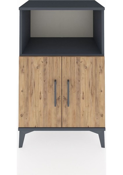 Hyperion Komodin 2 Raflı 2 Kapaklı 60X44X96 Antrasit-Çam