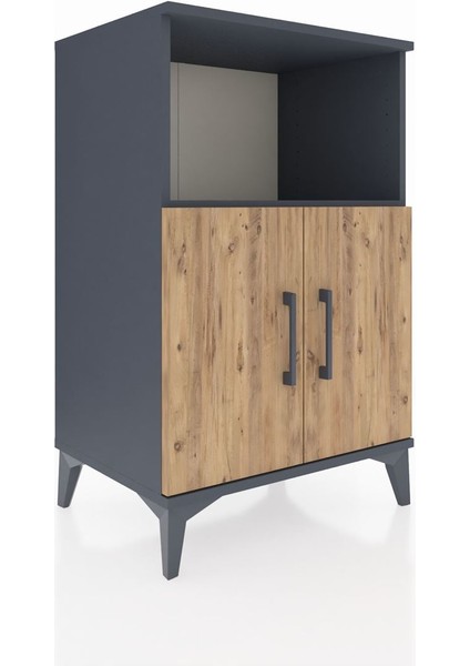 Hyperion Komodin 2 Raflı 2 Kapaklı 60X44X96 Antrasit-Çam fiyatları