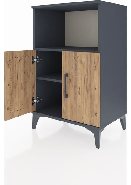 Hyperion Komodin 2 Raflı 2 Kapaklı 60X44X96 Antrasit-Çam fırsatları