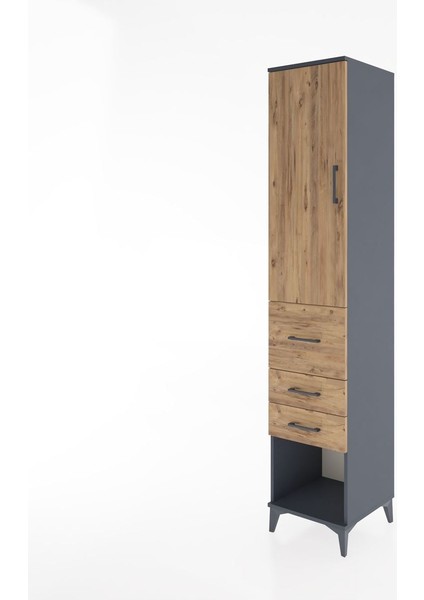 Hyperion Dolap 3 Raflı 3 Çekmeceli Tek Kapaklı 44X44X221 Antrasit-Çam modelleri